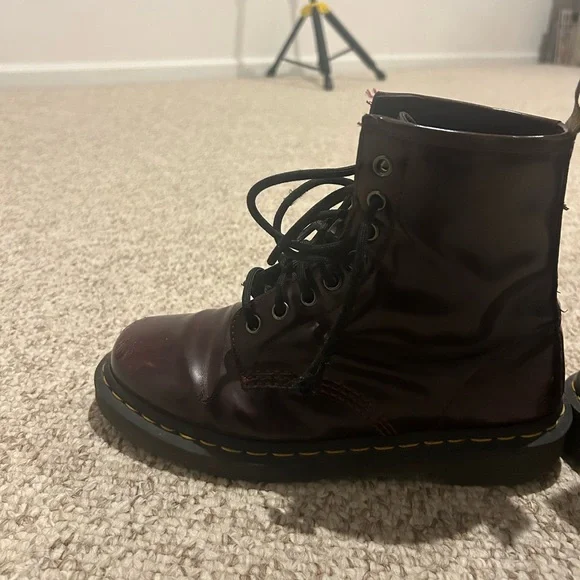 Vegan 1460 Dr. Martens Cherry Red Lace Up Boots - Picture 6 of 14